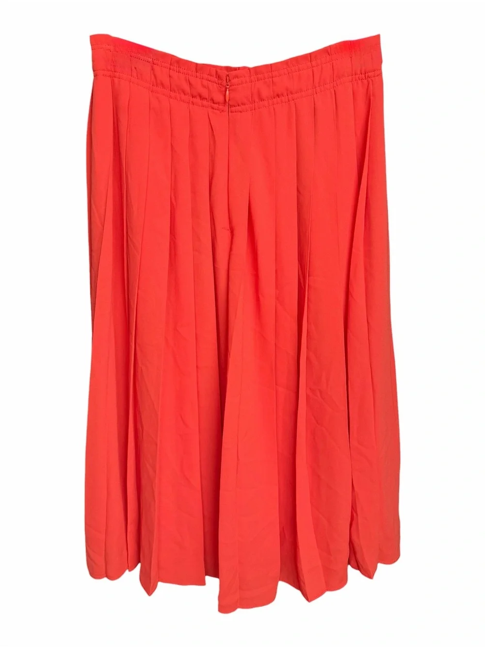 J.Crew Pleated Midi Skirt Women Size 4 Red Orange Flowy Lined Preppy Coastal